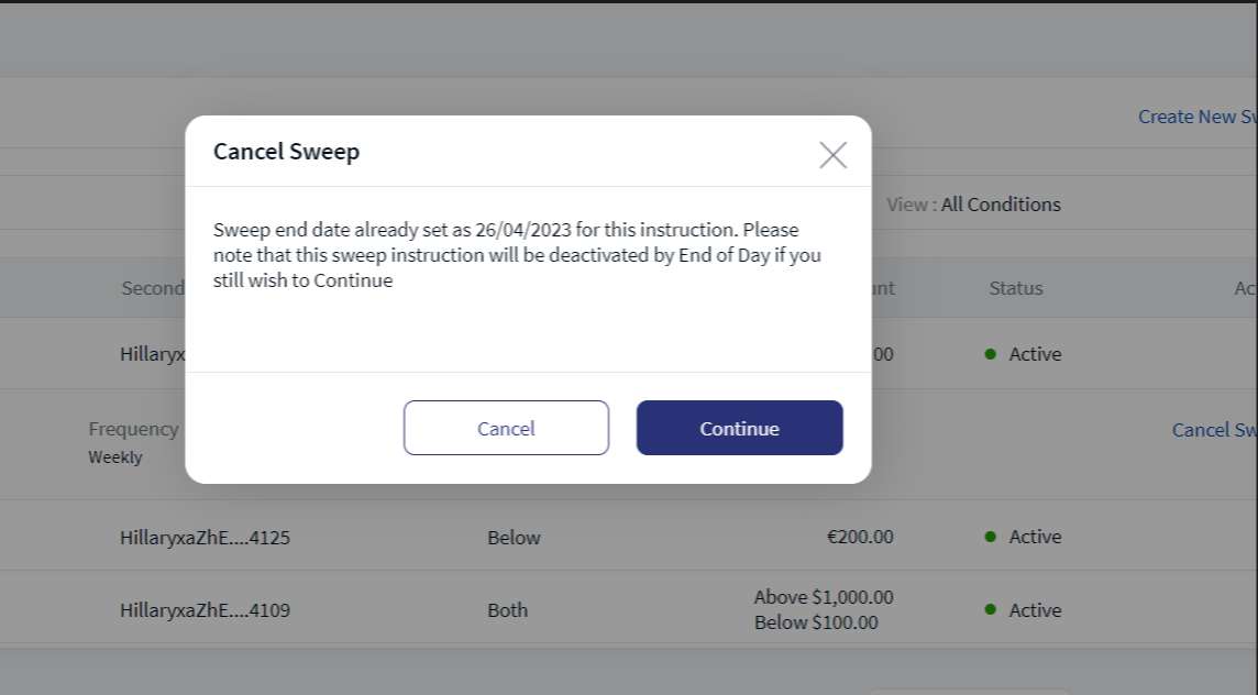 Continue to cancel